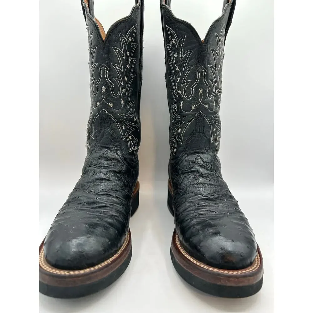 Lucchese 2000 7.5 Full Quill Ostrich Black Women’sWestern Cowgirl Boots - Picture 5 of 11